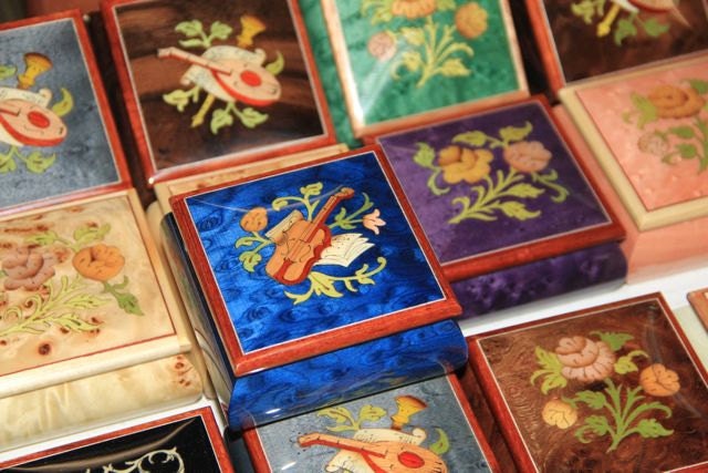 Inlaid boxes made in Sorrento, Italy