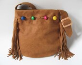 Tan leather 'abacus'' shoulder bag purse