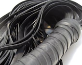 Bicycle Innertube Flogger - Double with Thick Tails - Black Vegan Sex Toy