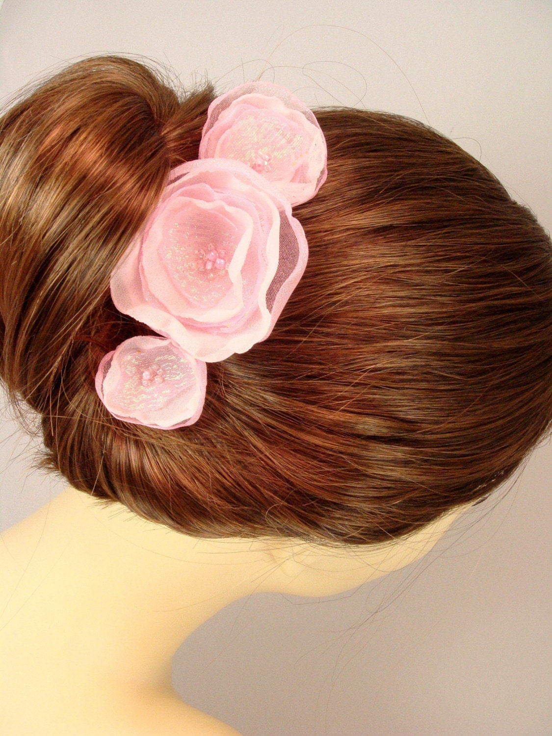 Prom Bridal Quinceanera Pink Floral Hair Pins