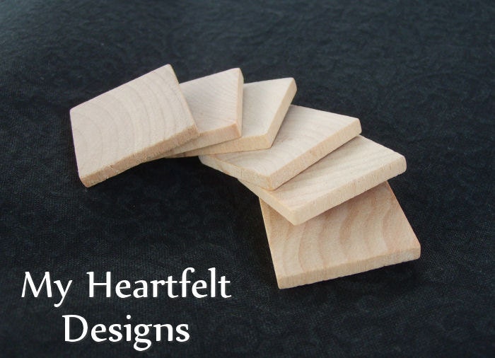 1 inch Wooden Square Tiles (Lot of 15) Unfinished Wood Pieces