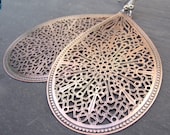 Medium Antiqued Copper Filigree Teardrop Earrings, Copper Earrings