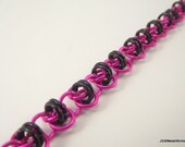 Pink And Black Aluminum Chainmail Bracelet, Chainmaille Bracelet, Aluminum Bracelet