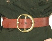 Vintage Leather BELT, Handmade, 1980s