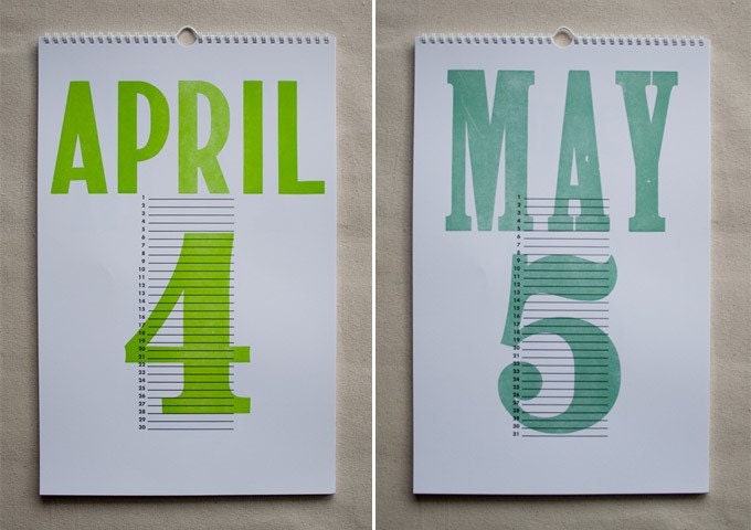 Letterpress Printed Wood Type Perpetual Calendar