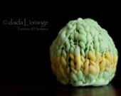 OOAK Newborn Chunky One-Stripe Beanie Hat - Keylime Lemon Chiffon - Spring Collection
