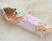 OOAK Newborn Little Toesies Snuggler with Removable Tree Branch Button - Pink Tangerine Honeydew Aqua - Photography Prop - Spring Collection