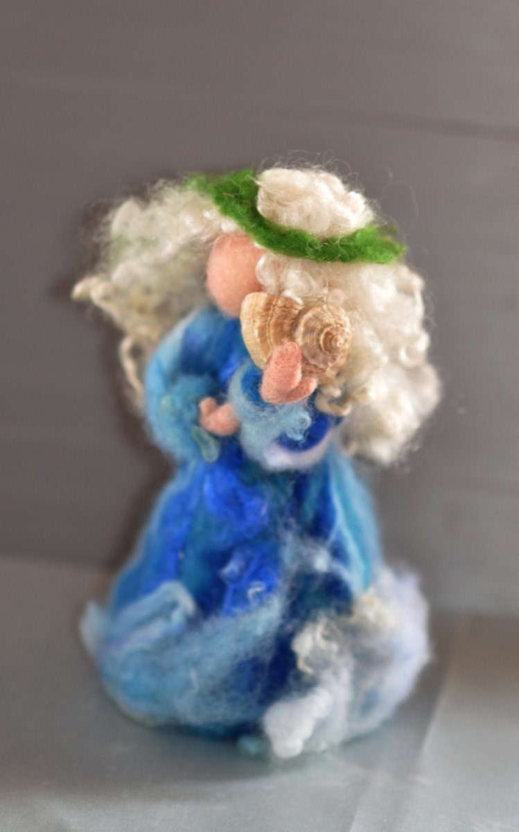 Needle Felted Waldorf-Wool Fairy-Sea fairy- standing doll-soft sculpture--needle felt by Daria LvovskyMade to custom orders.
