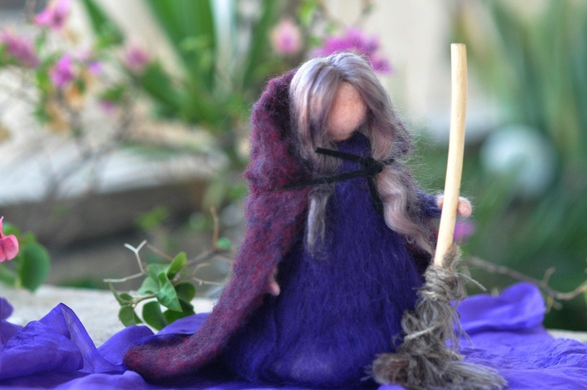 Needle Felted Waldorf -Halloween Decoration--Halloween Witch-Doll-standing doll -needle felt by Daria Lvovsky-Made to custom orders