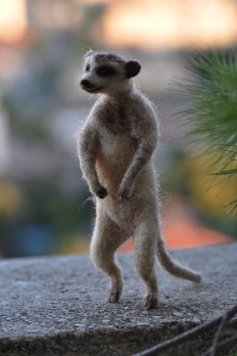 Needle Felted Animals- Slender-Tailed Meerkat-Suricate-Made for custom orders