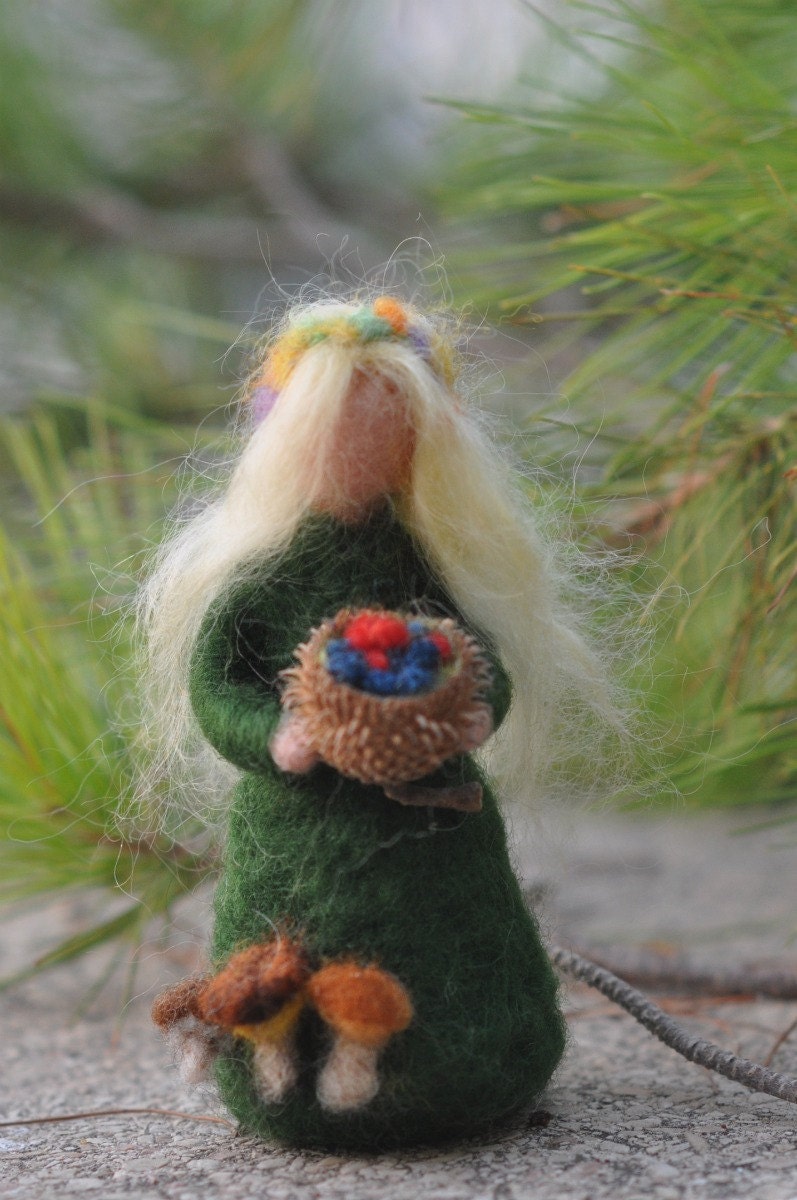Needle Felted Waldorf Wool Fairy-Summer-Waldorf inspired standing doll-soft sculpture -needle felt by Daria Lvovsky