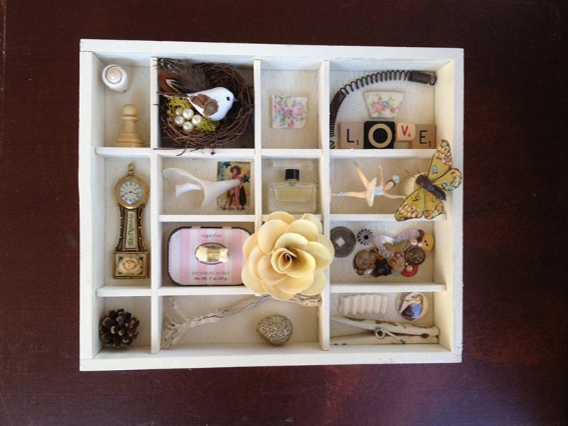 Mixed Media 3D Collage Box.  Necessary Curiosities