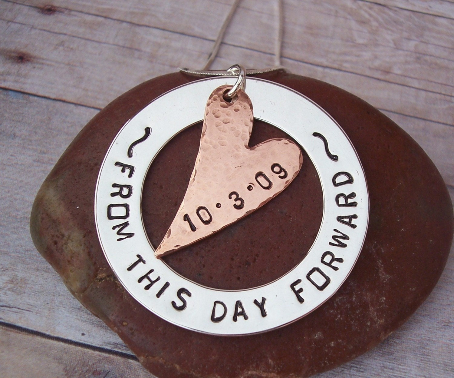 Hand Stamped FROM THIS day FORWARD Sterling silver and copper necklace