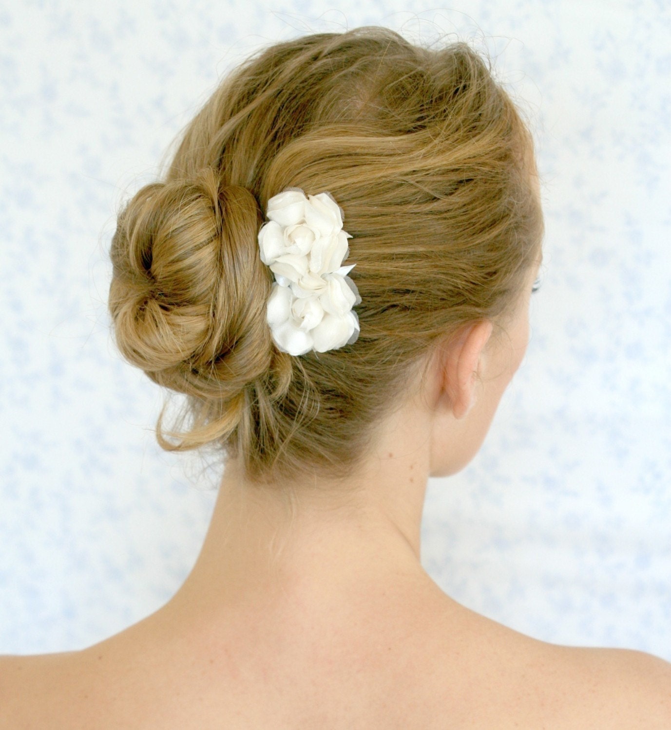 flower hair clip silk flower hair clip white/ivory flower hair clip Wedding Hair Accessories -2 white hair flowers