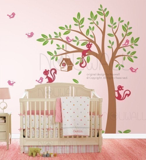 Tree Wall Decal Wall Sticker  -Swaying Tree Nursery Decal - 095