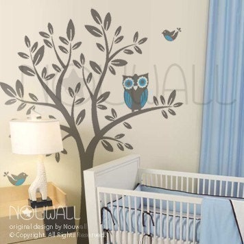 Owl on Tree wall decal Vinyl Sticker Nursery Wall Decal - 090