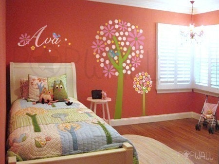 Children Wall Decal Wall Sticker Nursery Decal Art -Colorful Tree Decal with Custom Name Kids Decal