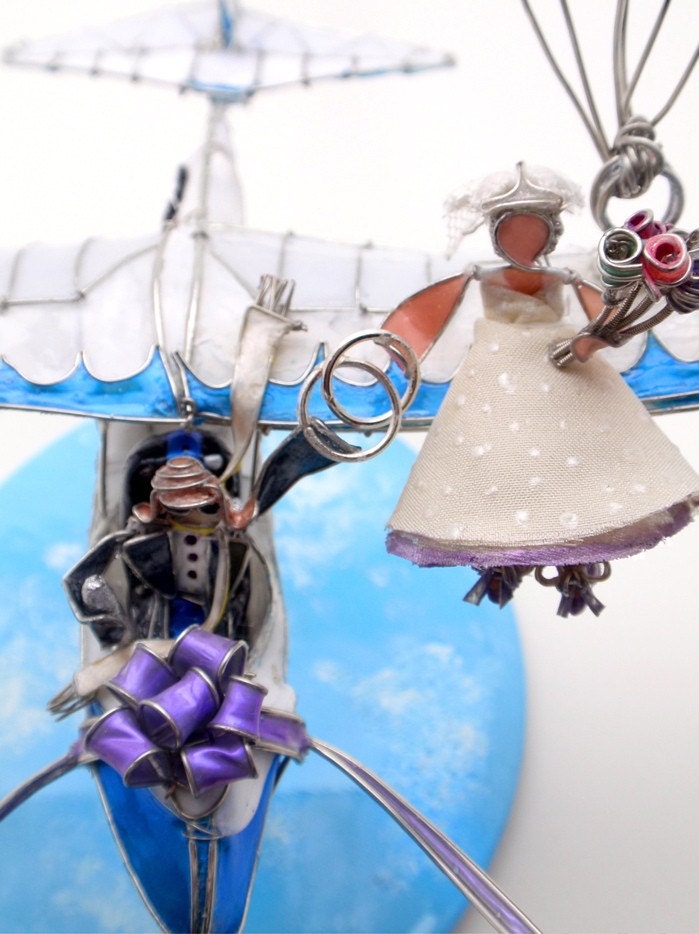 The Airplane Pulled by Doves - Wedding Cake Topper (custom)