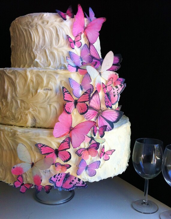 The Original EDIBLE BUTTERFLIES - Assorted Pink set of 30 - Cake & Cupcake toppers - Food Accessories