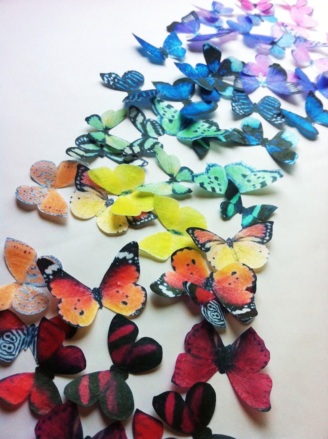 The Original EDIBLE BUTTERFLIES  - Rainbow Collection - set of 50 small - Cake & Cupcake toppers - Food Accessories