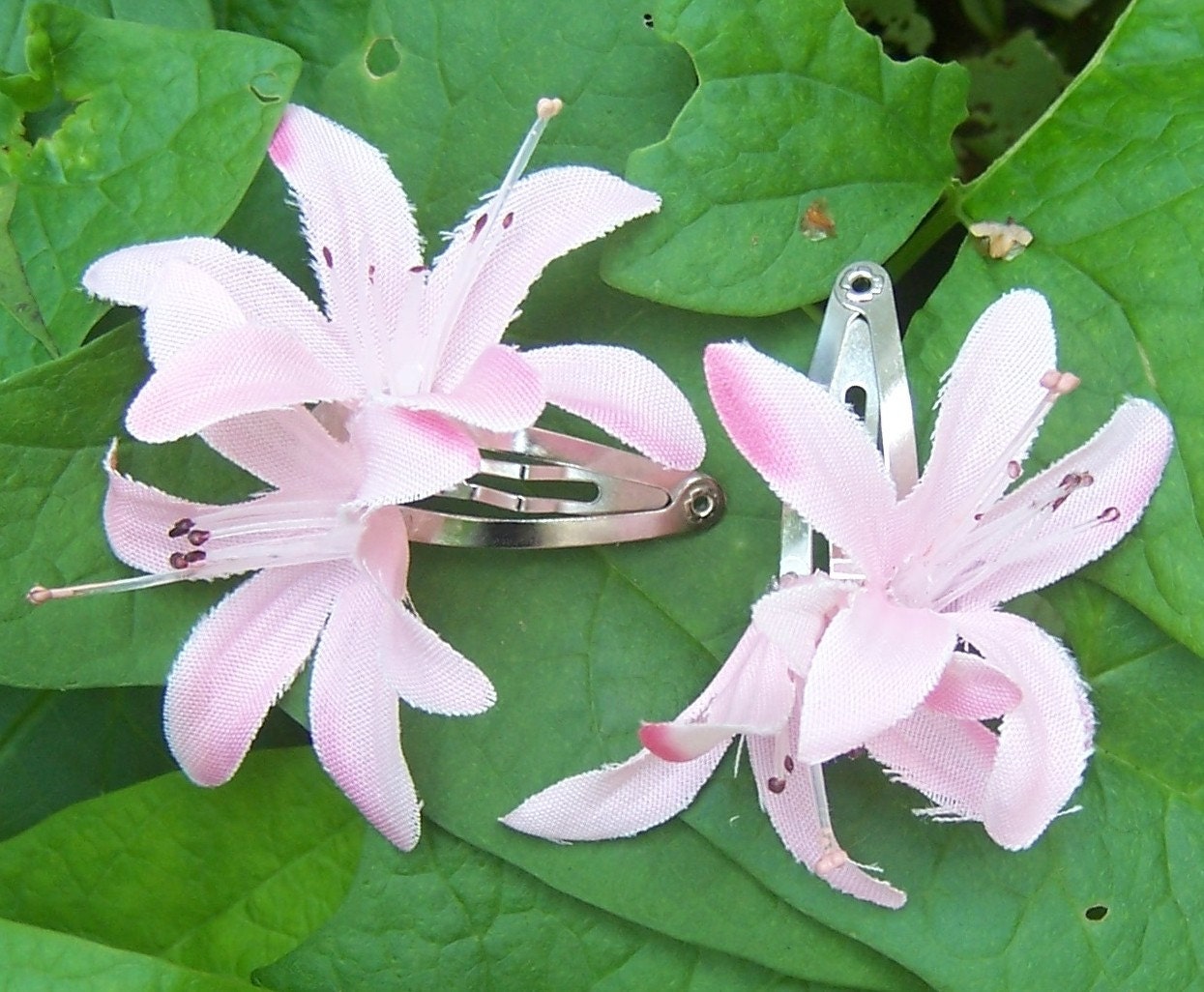 2 Pink Lily Barrettes