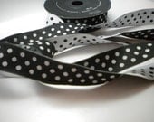 Black and white Polka dot Jacquard Ribbon 1meter ,1.09 yard