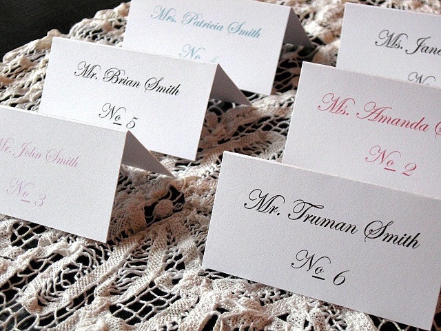 Wedding Reception Place Cards--Victorian Collection--Escort Cards--Customizable--Colors can be changed