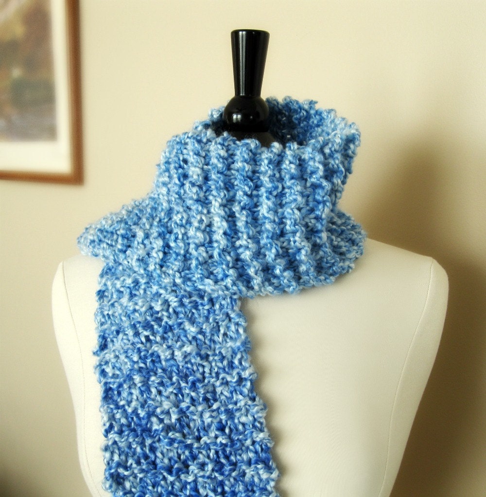 Winter scarves for women, neck scarf, hand knitted acrylic, periwinkle, Winter Fashion, Winter Accessories