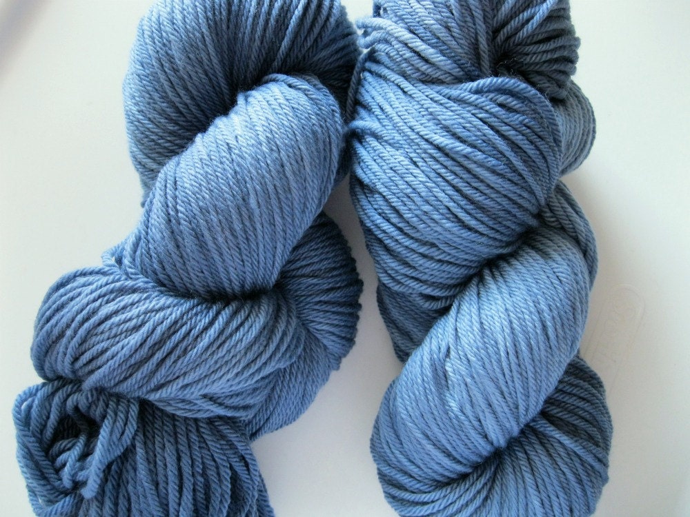 Yarn - merino knitting yarn wool, blue, superwash, worsted, hand dyed