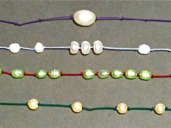Silk  Hand Knotted Pearl Friendship Bracelets