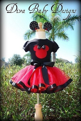 Minnie Mouse inspired Tutu Outfit -in PINK, Hot Pink or RED