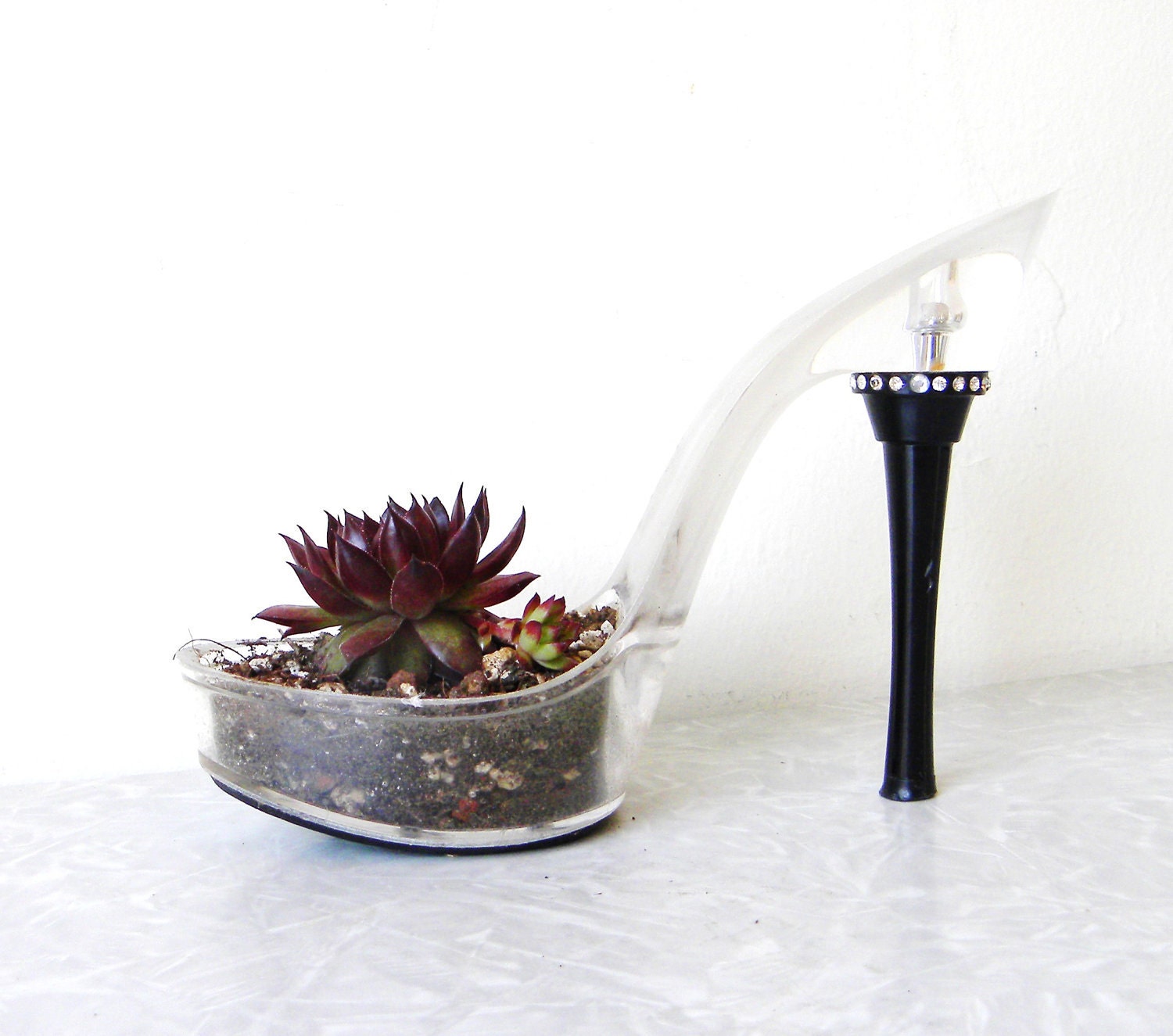 Vamp. succulent planter reclaimed stiletto. eco friendly. repurposed upcycled shoe