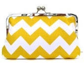 Cutiegirlie Clutch Purse Yellow Chevron for Bridesmaids