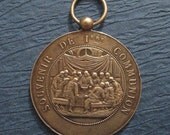 Antique Religious Medal French Sterling Silver Last Supper First Communion   SS350