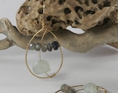 Dangling Aquamarine Earrings with Labradorite Beads OOAK