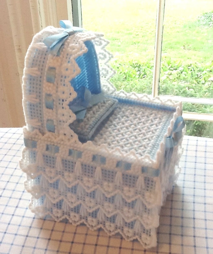 Pastel Blue Baby Bassinet Tissue Box Cover