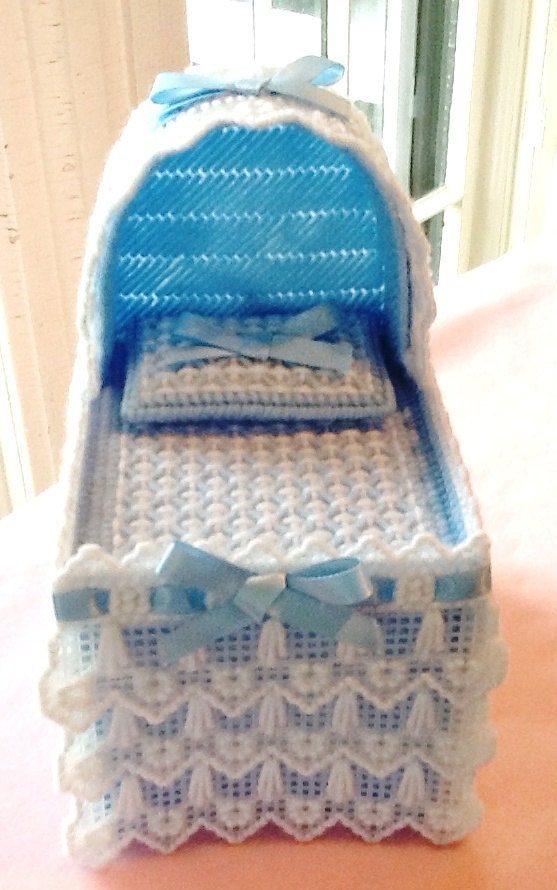 Pastel Blue Baby Bassinet Tissue Box Cover