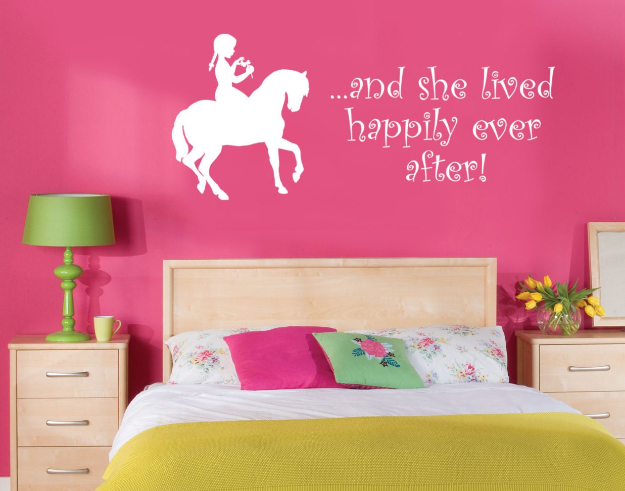Girls Horse - And She Lived Happily Ever After - Vinyl Wall Decal - Painted Apperance