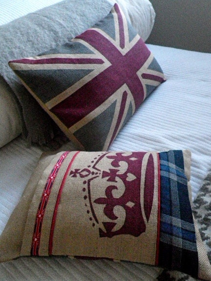 hand printed New  rustic union jack  flag cover