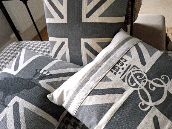 Helkat classic greys reversible union jack cushion cover