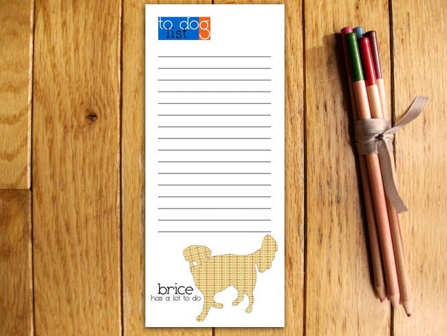 Golden Retriever Personalized Notepads -- To Dog List Custom Breed