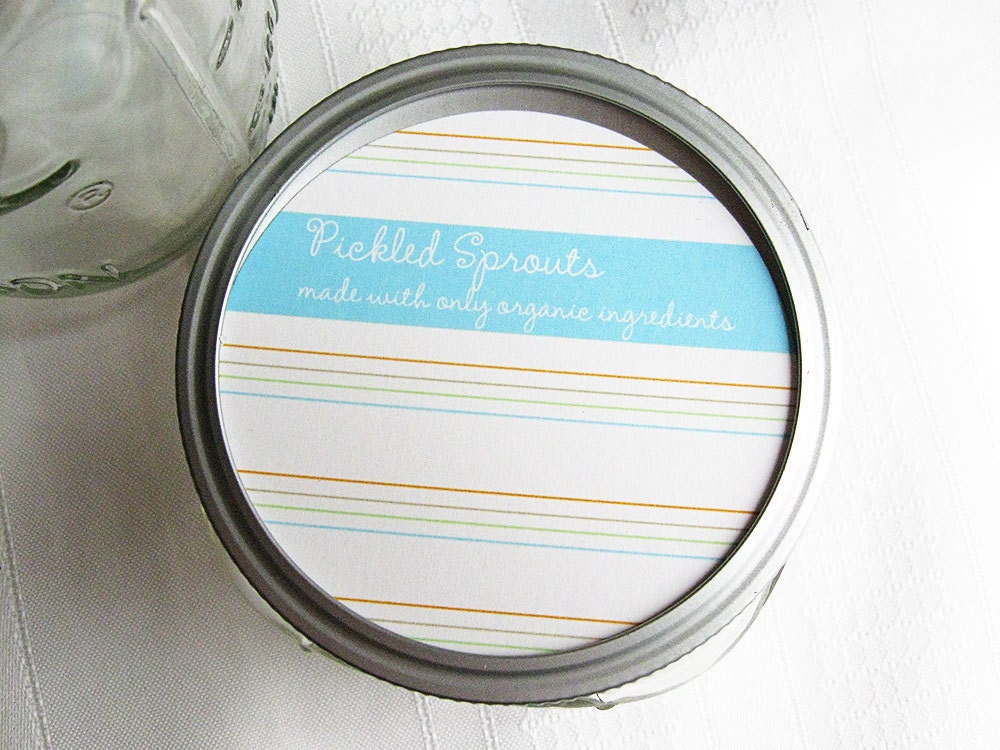 Custom Canning Toppers or Favors - Micro-Stripe Design Set of 3-inch or 2.5-inch for Mason Jars