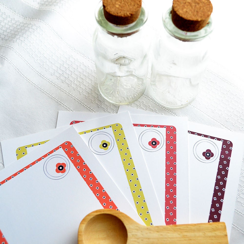 Custom Recipe Cards - Vintage Posie Dish Set of 12