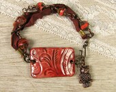 Red Bracelet with Owl Charm  -  "Wisdom"