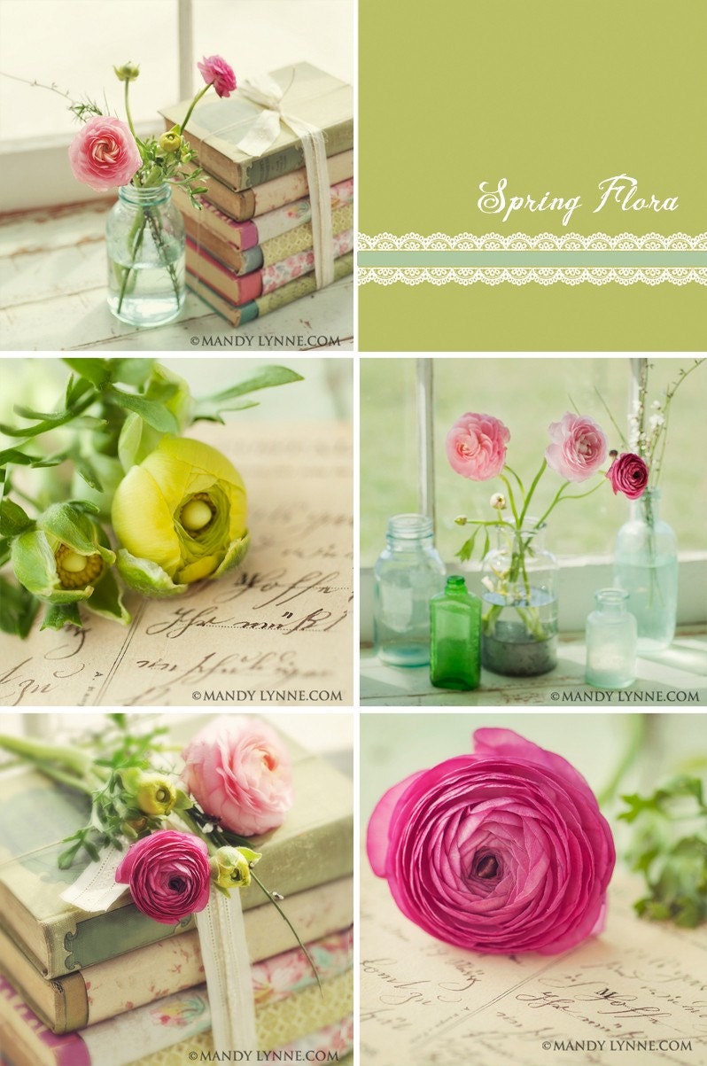 Spring flora- (set of five 8x8 prints)