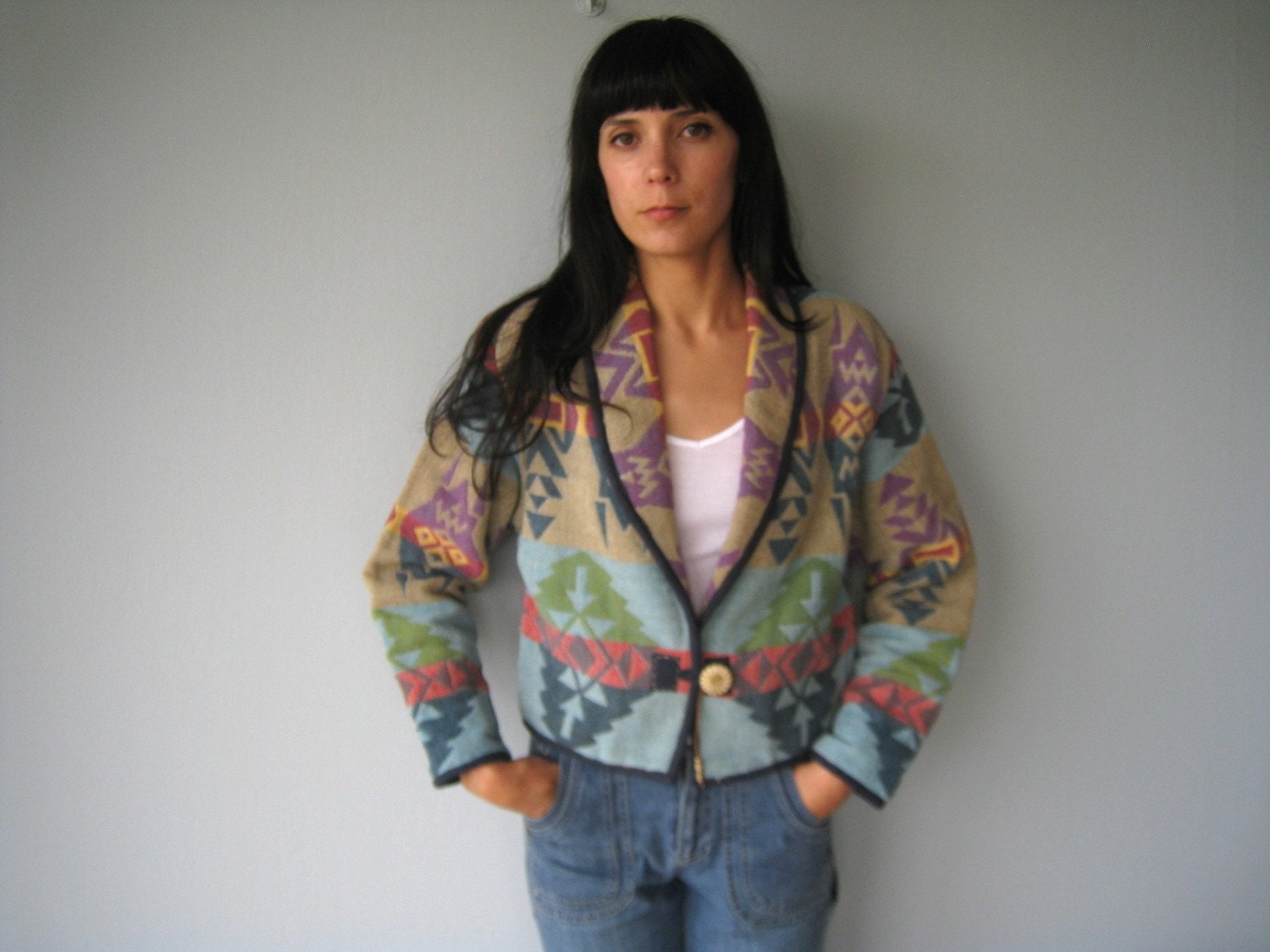 vintage SOUTHWESTERN TAPESTRY print jacket