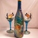 Wine Bottle hand painted, Art Vase Painted Sea Turtles, Message in a Bottle