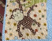 Custom Baby Quilt Jungle Animals Blue Green Chocolate Brown
