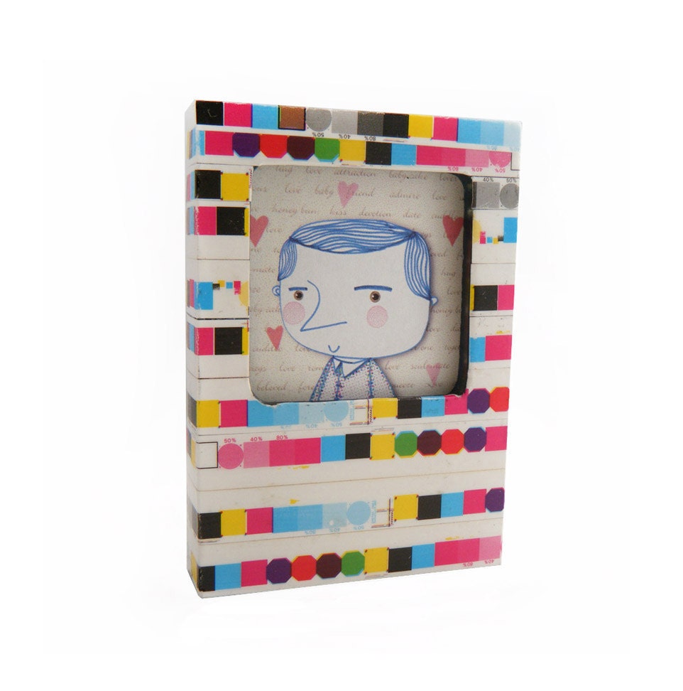 Color Calibration Bars Picture Frame - For Vertical or Horizontal Use - Geometric Decoupaged Photo Frame