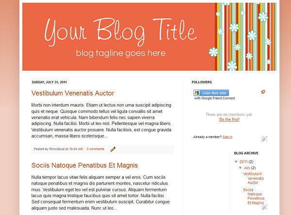 Blogger Banner  Design Floral 2 Design for Blogger or Wordpress